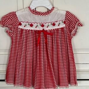 Vintage baby dress 18 months red white check
